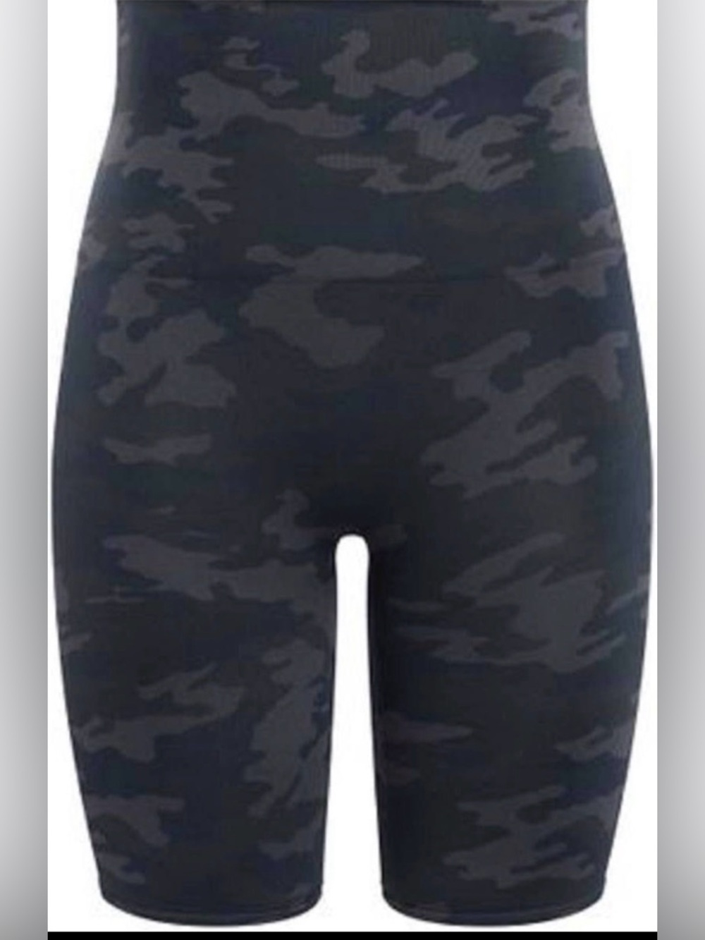 SPANX Look At Me Now Seamless Bike Shorts Black Camo High Rise Size M
